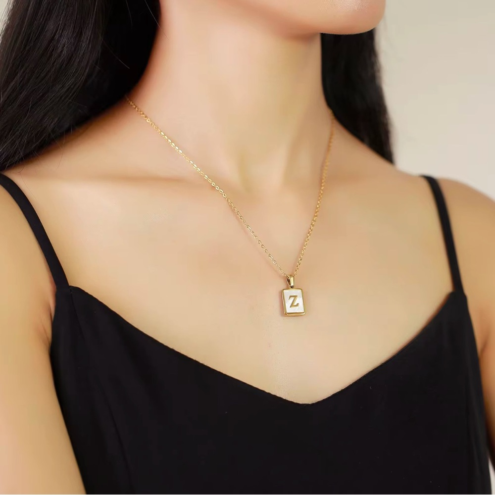 Elegant Stainless Steel 18K Gold Plated Initial Letter Pendant Necklace - Picture 2 of 4